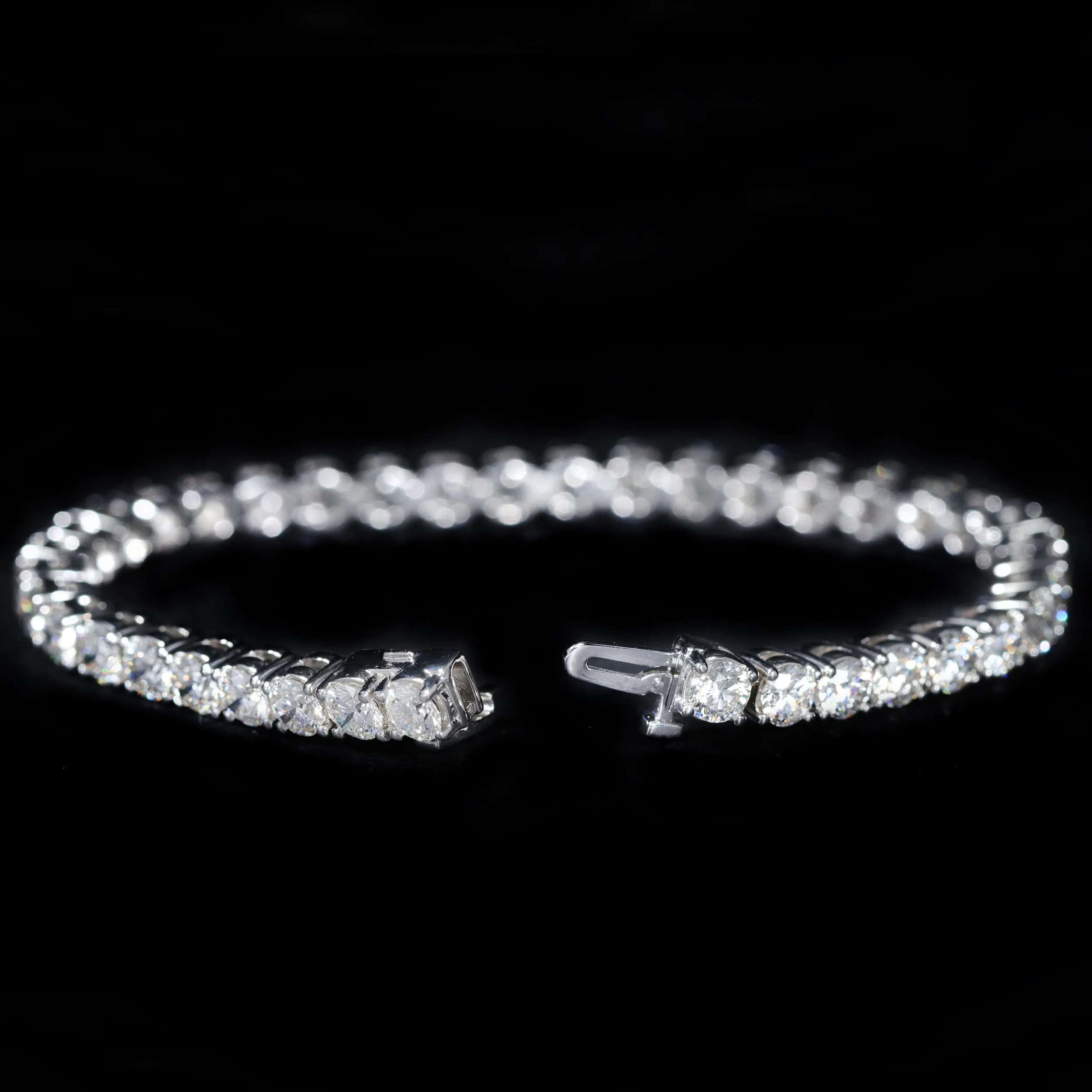 18K White Gold GIA 11.96 CTW Diamond Tennis Bracelet