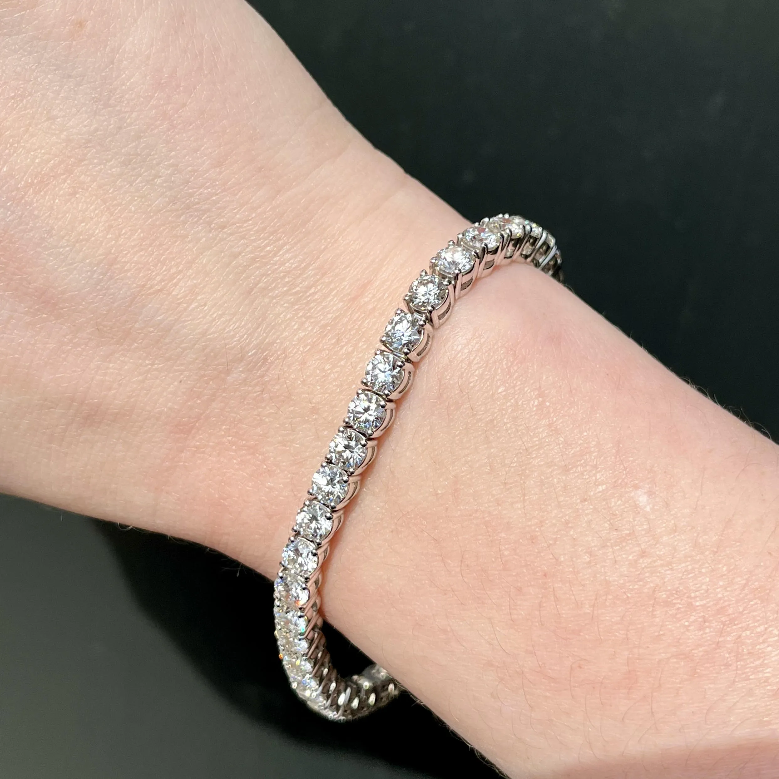 18K White Gold GIA 11.96 CTW Diamond Tennis Bracelet