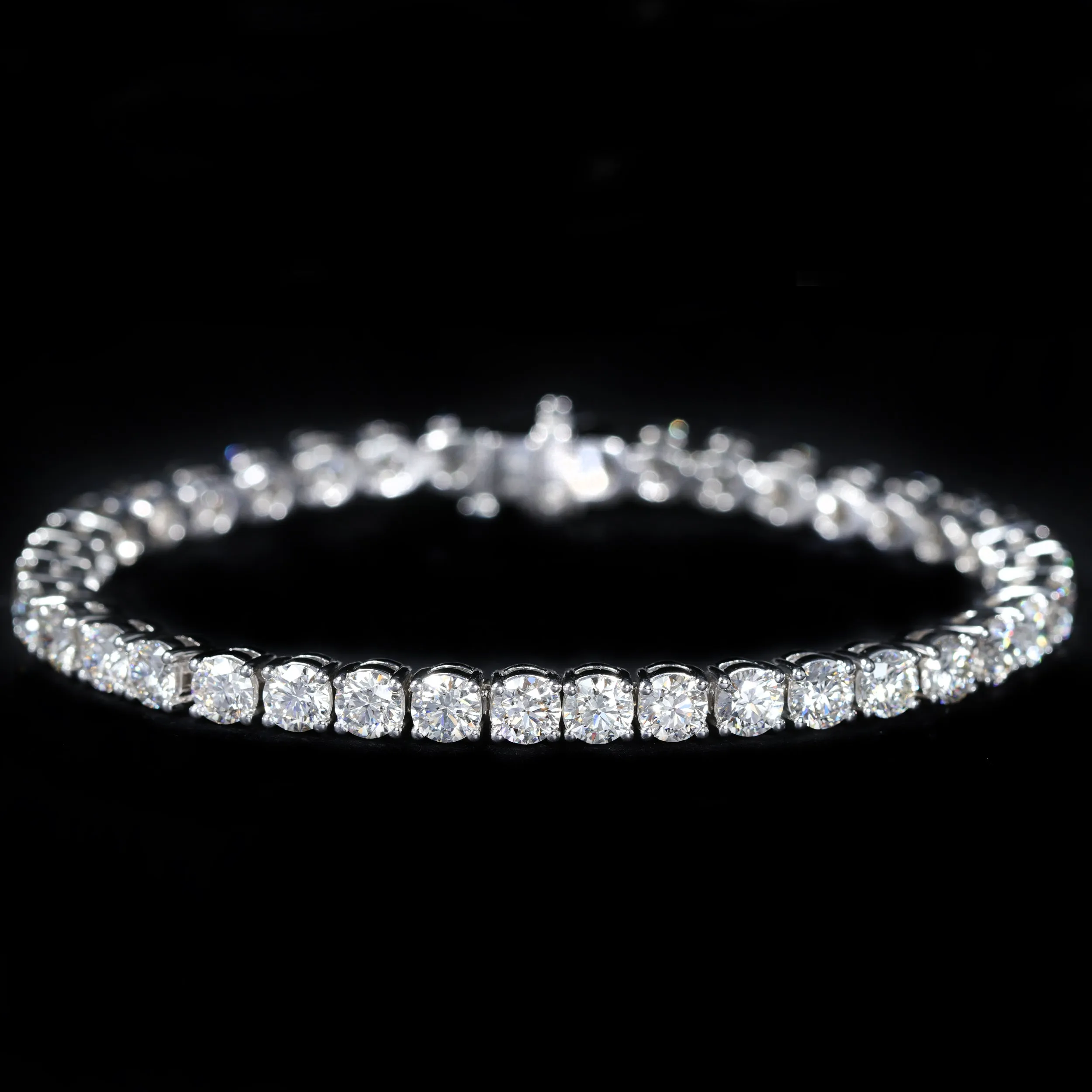 18K White Gold GIA 11.96 CTW Diamond Tennis Bracelet