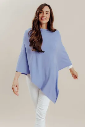 Amy Blue Wool Blend Poncho