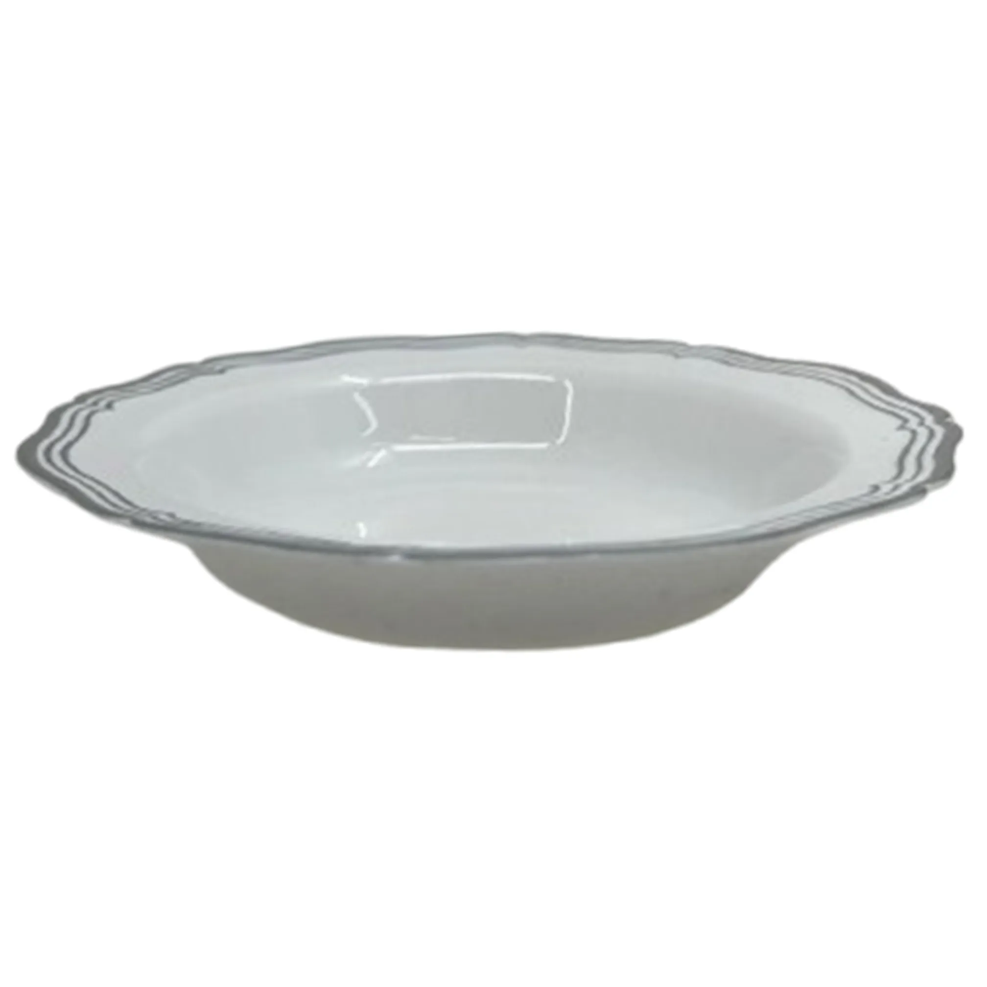 Aristocrat Collection Plastic Soup Bowls White & Silver 7.5 inches