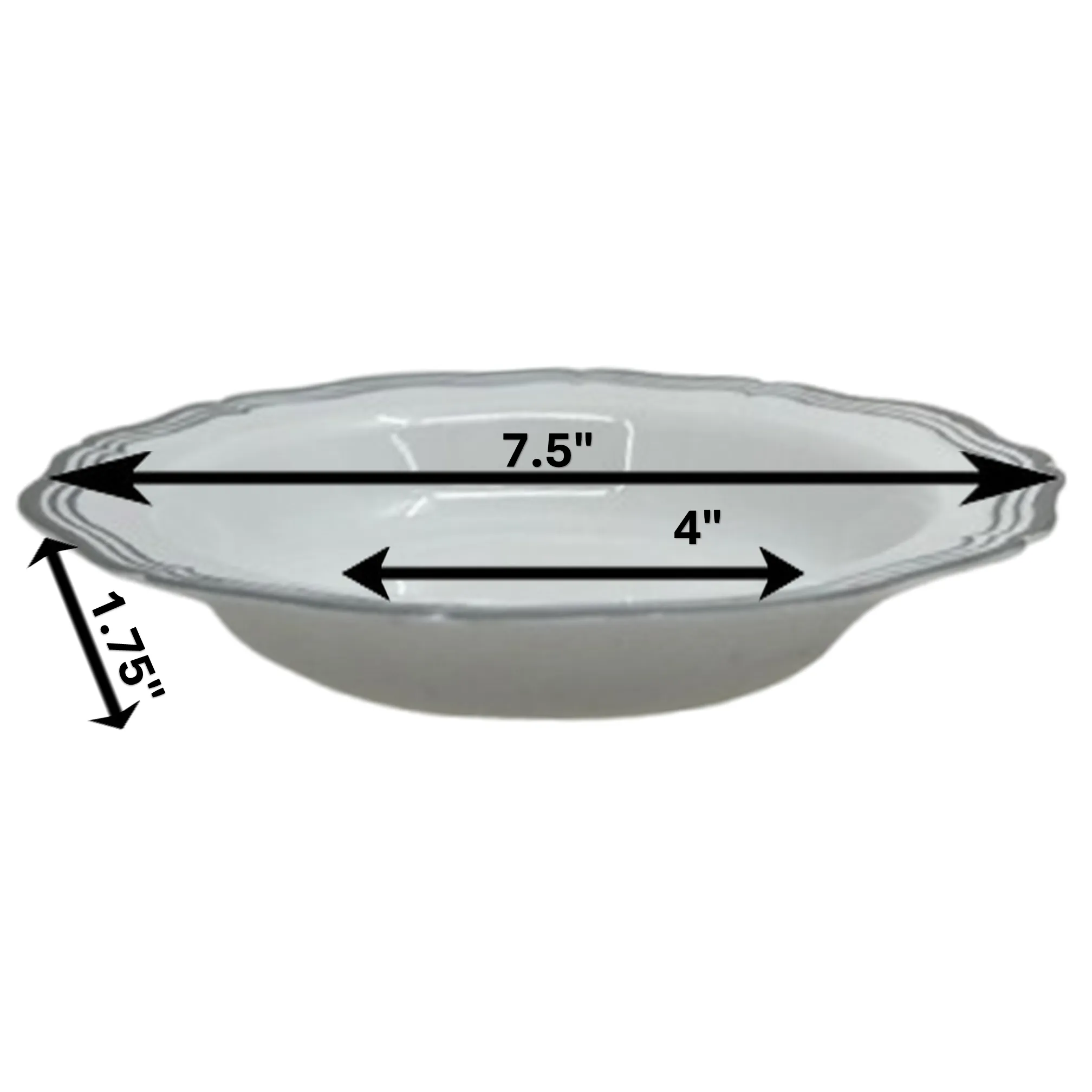 Aristocrat Collection Plastic Soup Bowls White & Silver 7.5 inches