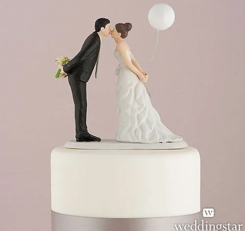 Balloon Kiss Bride & Groom Cake Topper