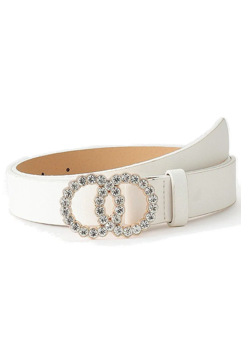 BEADS DETAIL DOUBLE O RING TRENDY LEATHER BELT