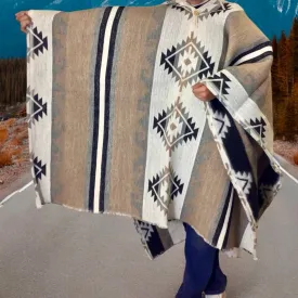 Beige Pure Llama wool Ponchos