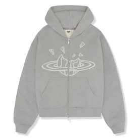 Broken Planet Outer Space Zip-Up Heather Grey Hoodie