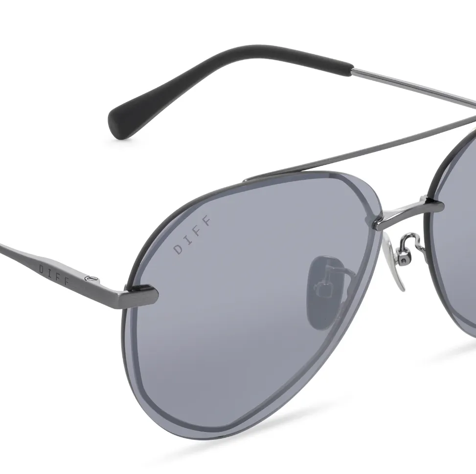 DIFF Charitable Eyewear Lenox - Brushed Silver Gray Mirror - Non-Polarized Sunglasses