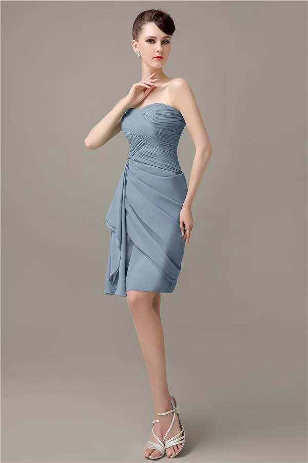 Elegant Sweetheart Chiffon Backless Sheath Bridesmaid Dresses