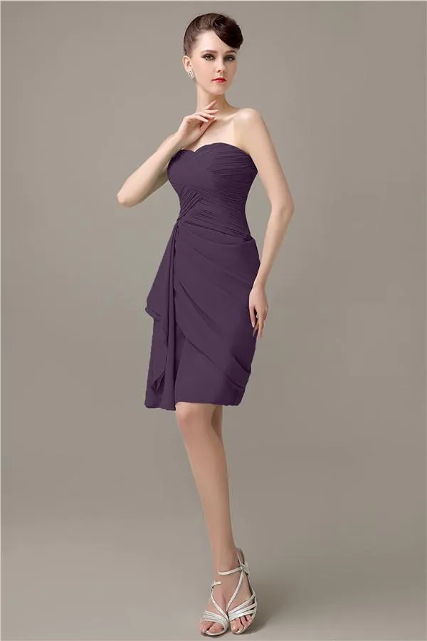 Elegant Sweetheart Chiffon Backless Sheath Bridesmaid Dresses