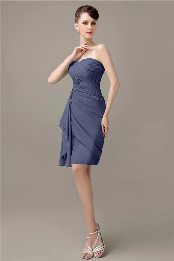 Elegant Sweetheart Chiffon Backless Sheath Bridesmaid Dresses