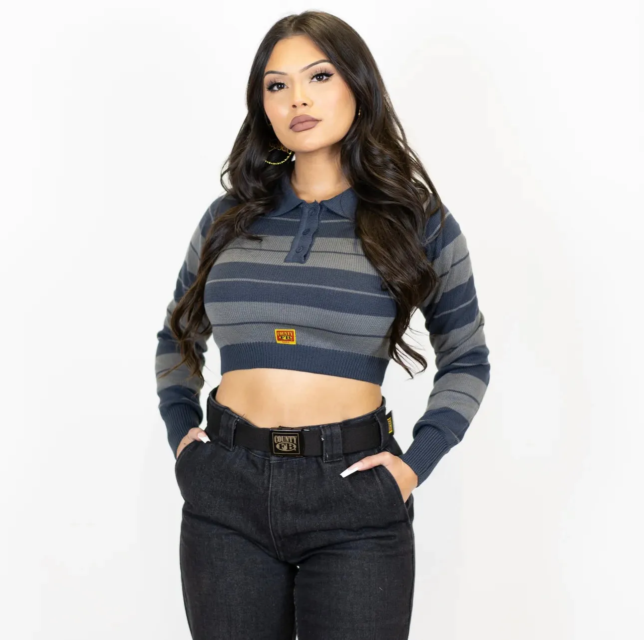 FB County Long Sleeve Charlie Brown Crop Tops