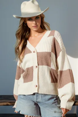 Full Size Checkered Dropped Shoulder Cardigan