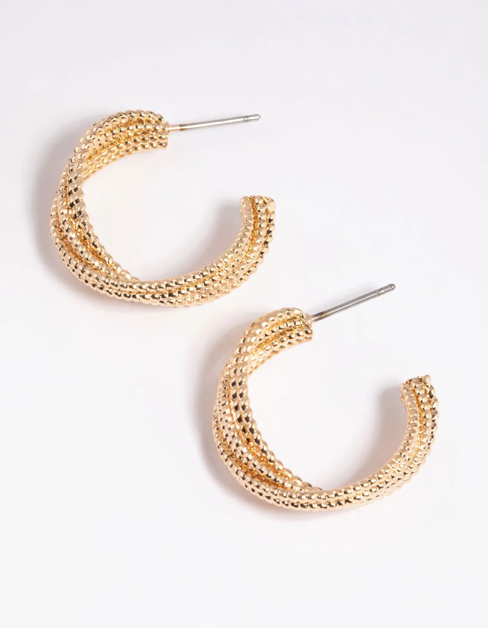 Gold Criss Cross Hoop Earrings