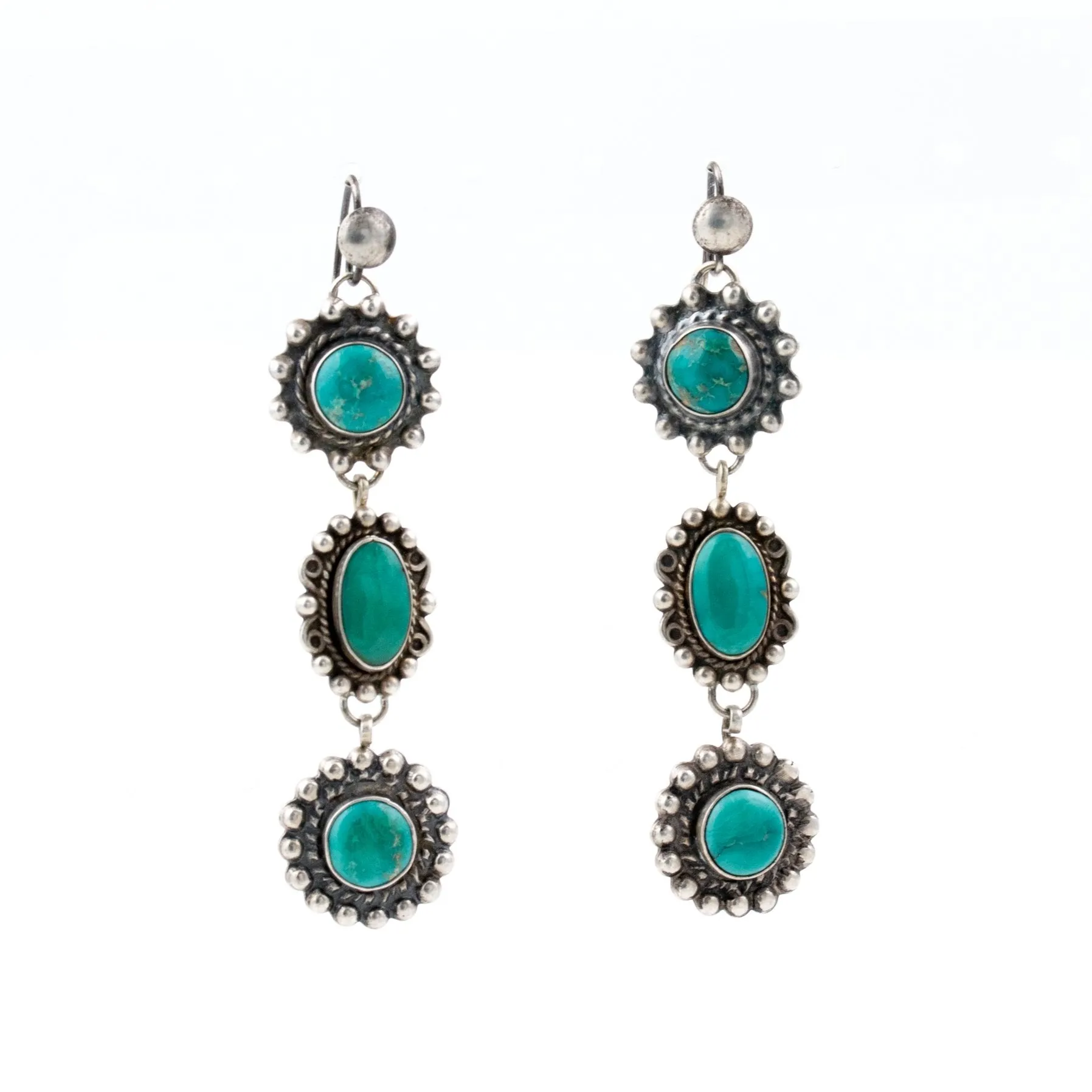 Green Turquoise Dangle Navajo Earrings