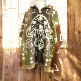 Handmade Ponchos brown and green ( mushroom )