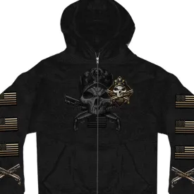 Hot Leathers GMZ4415 Men’s ‘Camo Skull’ Black Hoodie with Zipper Closure