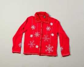 Snowflakes on Red-Small Christmas Sweater