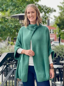 Sophisticated One Button Cape - Green