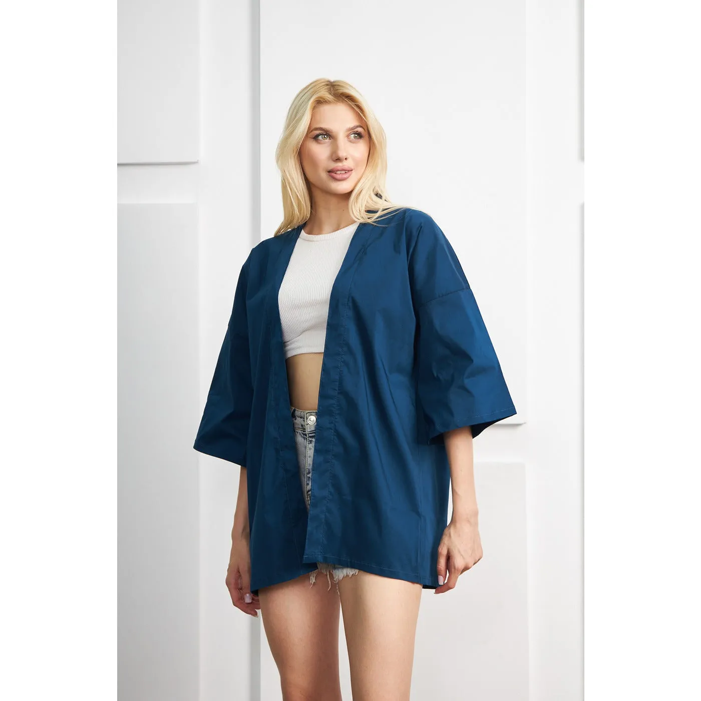 Teal Blue Kimono Shawl Jacket