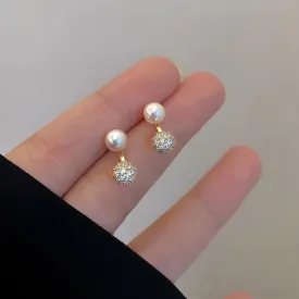 Trend Elegant Imitation Pearls Full Zircon Ball Stud Fashion Gifts Wholesale 2024 Earring