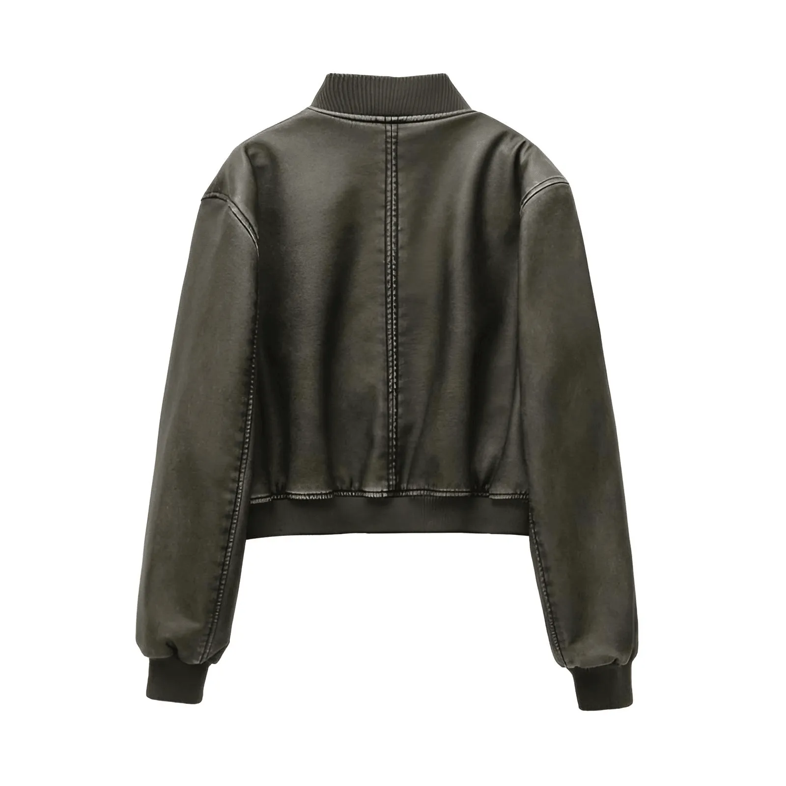 Women's Vintage Imitation Leather Bomber Jacket